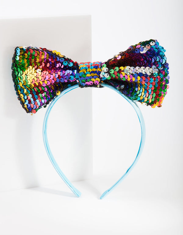 Kids Fabric Sequin Bow Alice Band