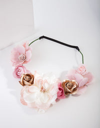 Kids Fabric Flower Metallic Crown - link has visual effect only