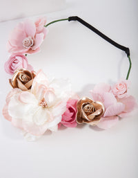 Kids Fabric Flower Metallic Crown - link has visual effect only