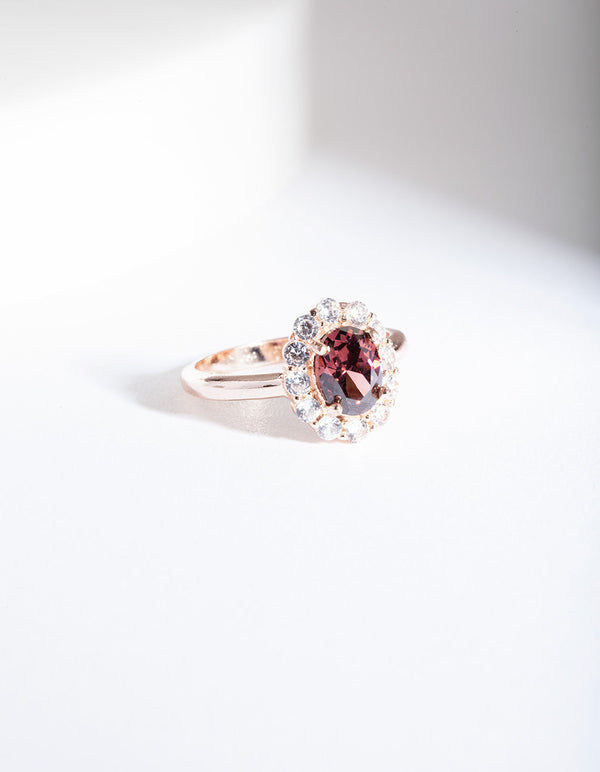 Rose Gold Pink Stone Engagement Ring