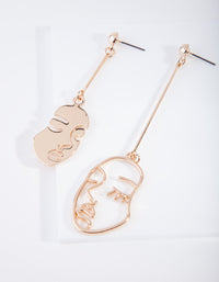 Gold Mismatched Face Earrings - link has visual effect only