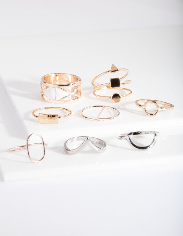 Mixed Metal Shape Cut-Out Ring 8-Pack