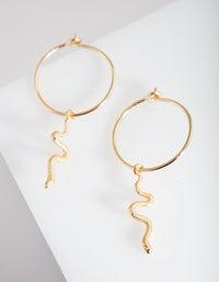 Gold Plated Sterling Silver Snake Hoop Earrings - link has visual effect only