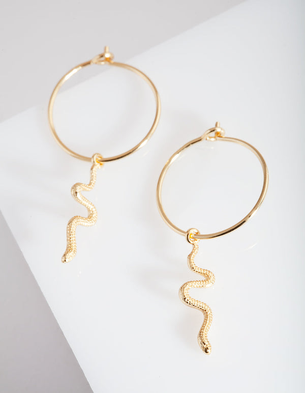 Gold Plated Sterling Silver Snake Hoop Earrings