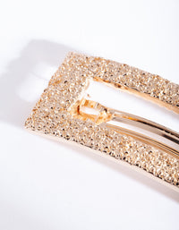 Gold Cut-Out Rectangle Texture Hair Clip - link has visual effect only