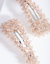 Rhodium Neutral Glass Bead Hair Clip Duo - link has visual effect only