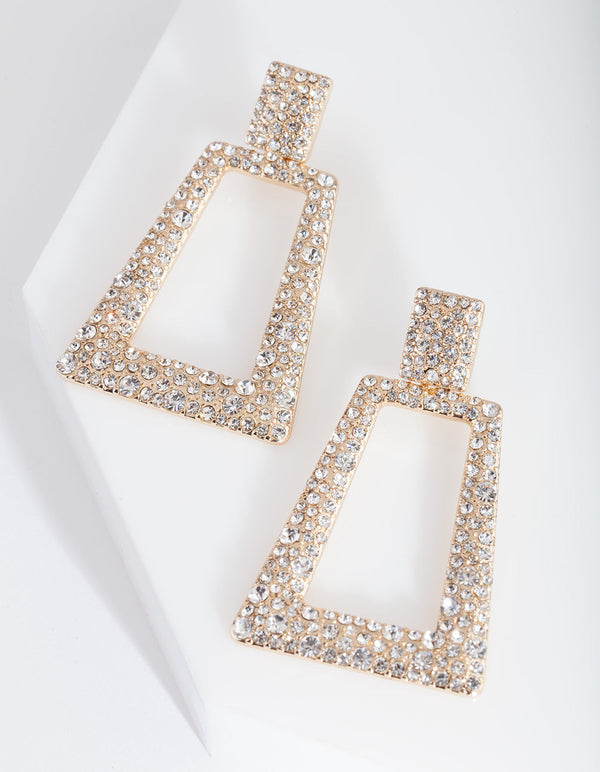 Gold Diamante Geometric Earrings