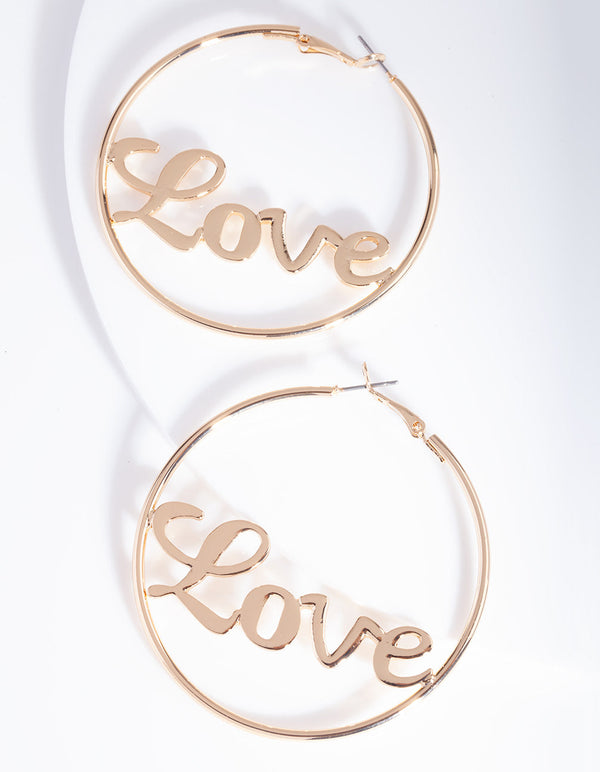 Gold Love Hoop Earrings