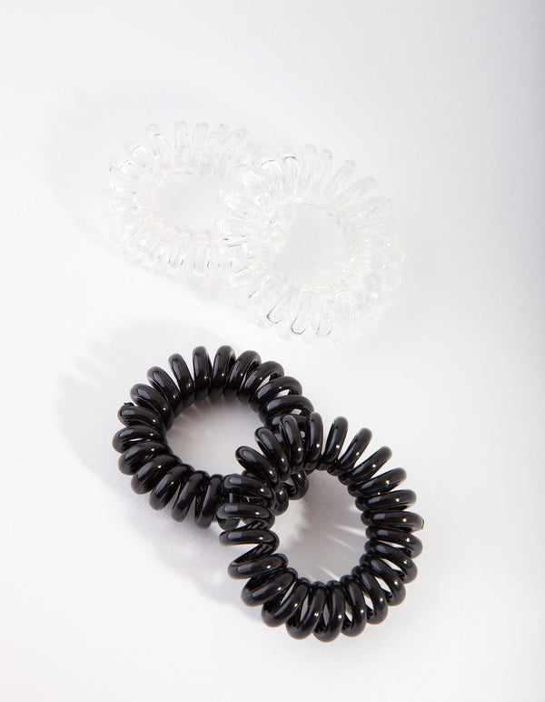 Black & White Hair Spiral Minis 4-Pack