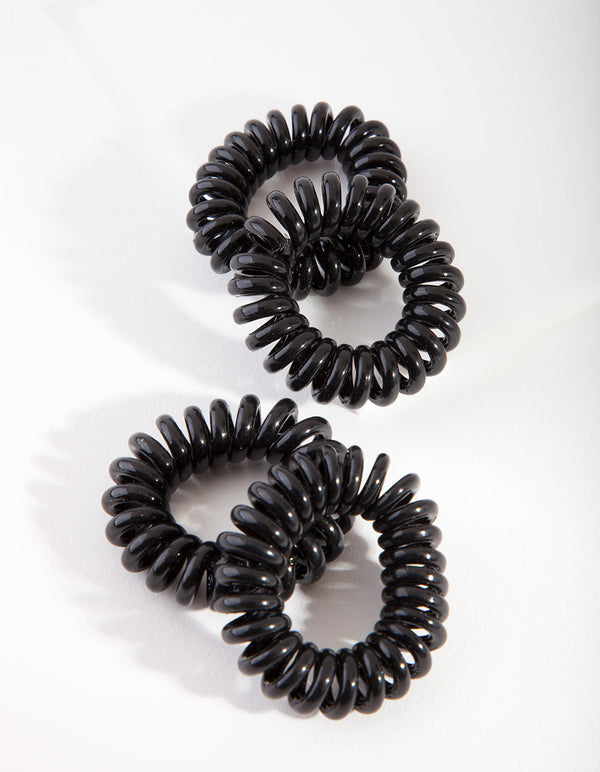 Black Hair Spiral Minis 4-Pack