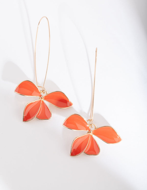 Orange Red Flower Earrings
