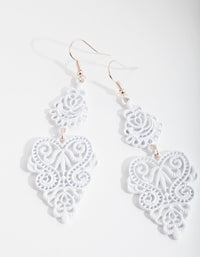 White Large Filigree Drop Earrings - link has visual effect only