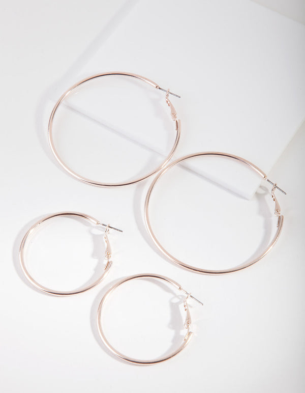 Rose Gold Double Size Hoop Earring Pack