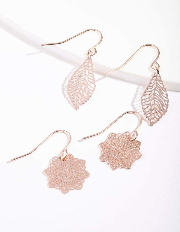 Rose Gold Fine Cut-Out Earring Pack