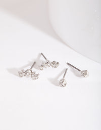 Rhodium Mini Diamante Earring Pack - link has visual effect only