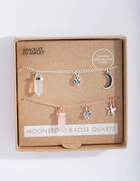Moonstone & Rose Quartz Charm Bracelet Gift Box - link has visual effect only