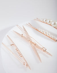 Rose Gold Mix & Match Pearl Hair Clip 4-Pack - link has visual effect only