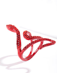 Red Snake Diamante Swirl Ring - link has visual effect only