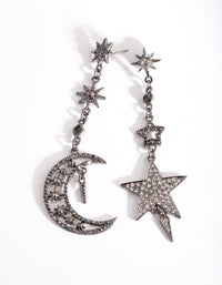 Gunmetal Starry Night Drop Earrings - link has visual effect only