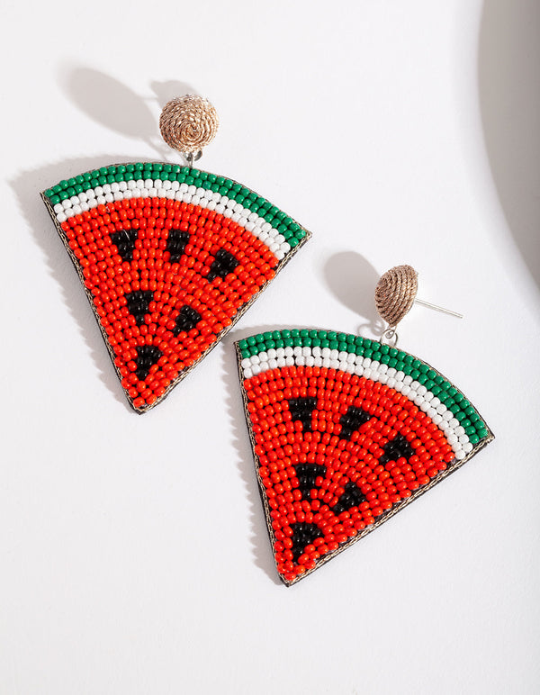 Red Watermelon Slice Earrings