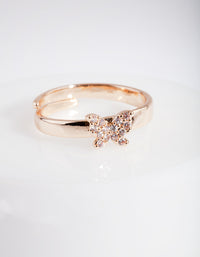 Gold Cubic Zirconia Butterfly Ring - link has visual effect only