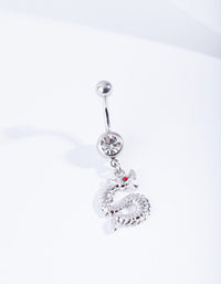 Silver Surgical Steel Diamante & Dragon Belly Bar - link has visual effect only