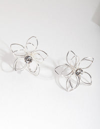 Silver Dainty Diamante Flower Earrings - link has visual effect only