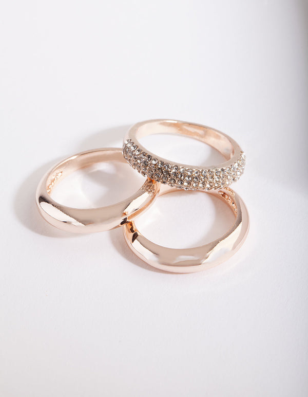 Rose Gold Layered Diamante Ring