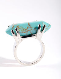 Rhodium Turquoise Shard Ring - link has visual effect only