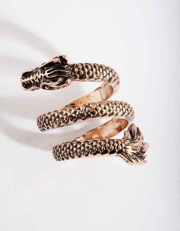 Antique Gold Dragon Wrap Ring