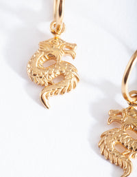 Gold Plated Sterling Silver Dragon Hoop Earrings - link has visual effect only
