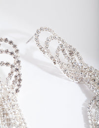 Silver Triple Loop Diamante Earrings - link has visual effect only