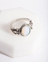 Antique Silver Oval Moonstone Ring - link has visual effect only