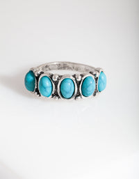 Silver Oval Turquoise Stone Ring - link has visual effect only
