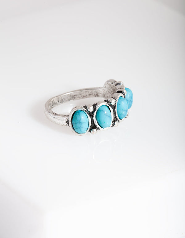 Silver Oval Turquoise Stone Ring