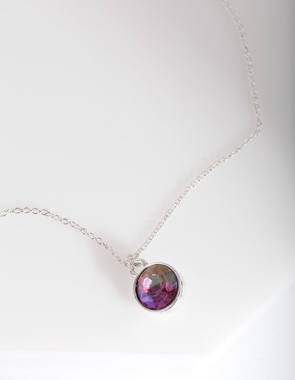 Purple Oval Stone Necklace