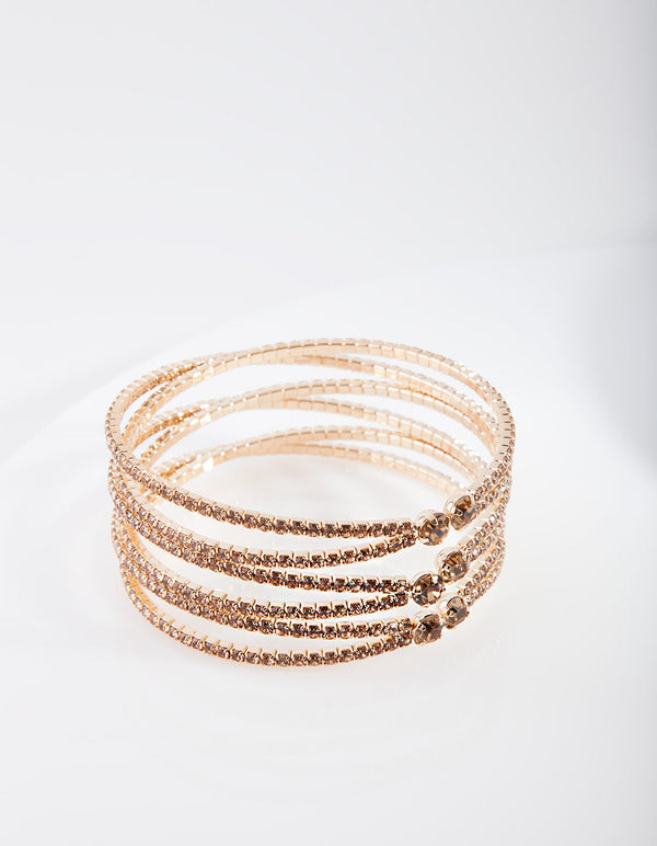 Gold Zig Zag Diamante Cuff Bracelet