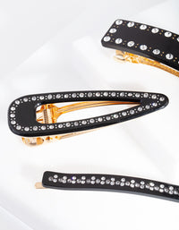 Black Diamante Multi Hair Clip Pack - link has visual effect only