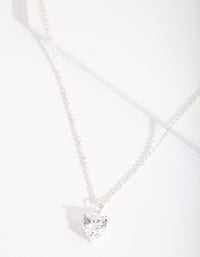 Silver Heart Cubic Zirconia Pendant Necklace - link has visual effect only