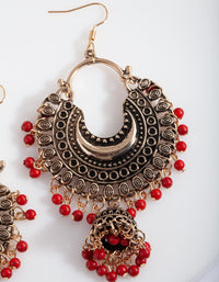 Antique Gold & Bead Tassel Drop Earrings - link has visual effect only