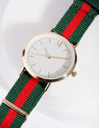 Gold Stripe Fabric Watch - link has visual effect only