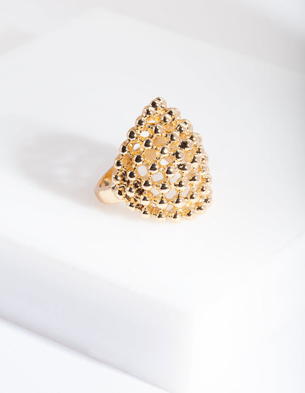 Gold Textured Ball Ring