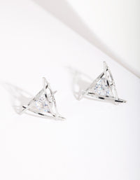 Rhodium Cubic Zirconia Trapped Triangle Earrings - link has visual effect only