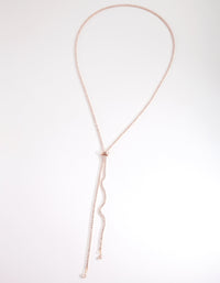 Cubic Zirconia Rose Gold Lariat Necklace - link has visual effect only