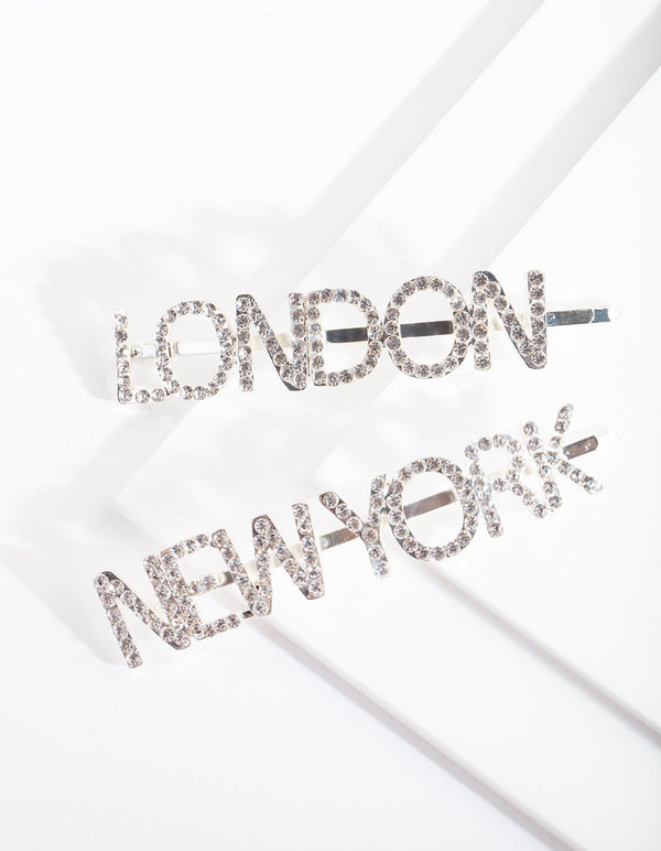 Diamante London New York Hair Pin Pack