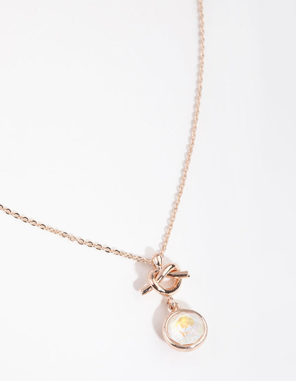 Rose Gold Knotted Circle Drop Necklace