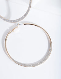 Large Gold Glitter Edge Hoop Earrings - link has visual effect only