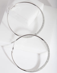 Large Silver Glitter Edge Hoop Earrings - link has visual effect only