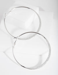 Large Silver Glitter Edge Hoop Earrings - link has visual effect only