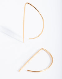 Gold Plated Sterling Silver Half Circle Thread Through Earrings - link has visual effect only